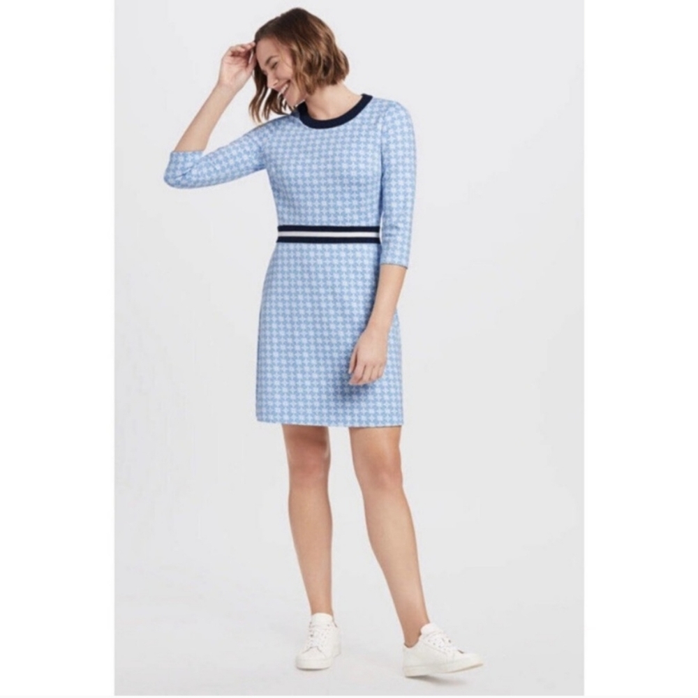 Draper James 3/4 Sleeve Honeycomb Persley Dress in Blue Multi - M